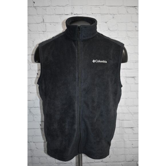 Columbia Soft Fleece Jacket Vest Mens Size Large Camping Hiking Polyester Zip - Picture 2 of 6